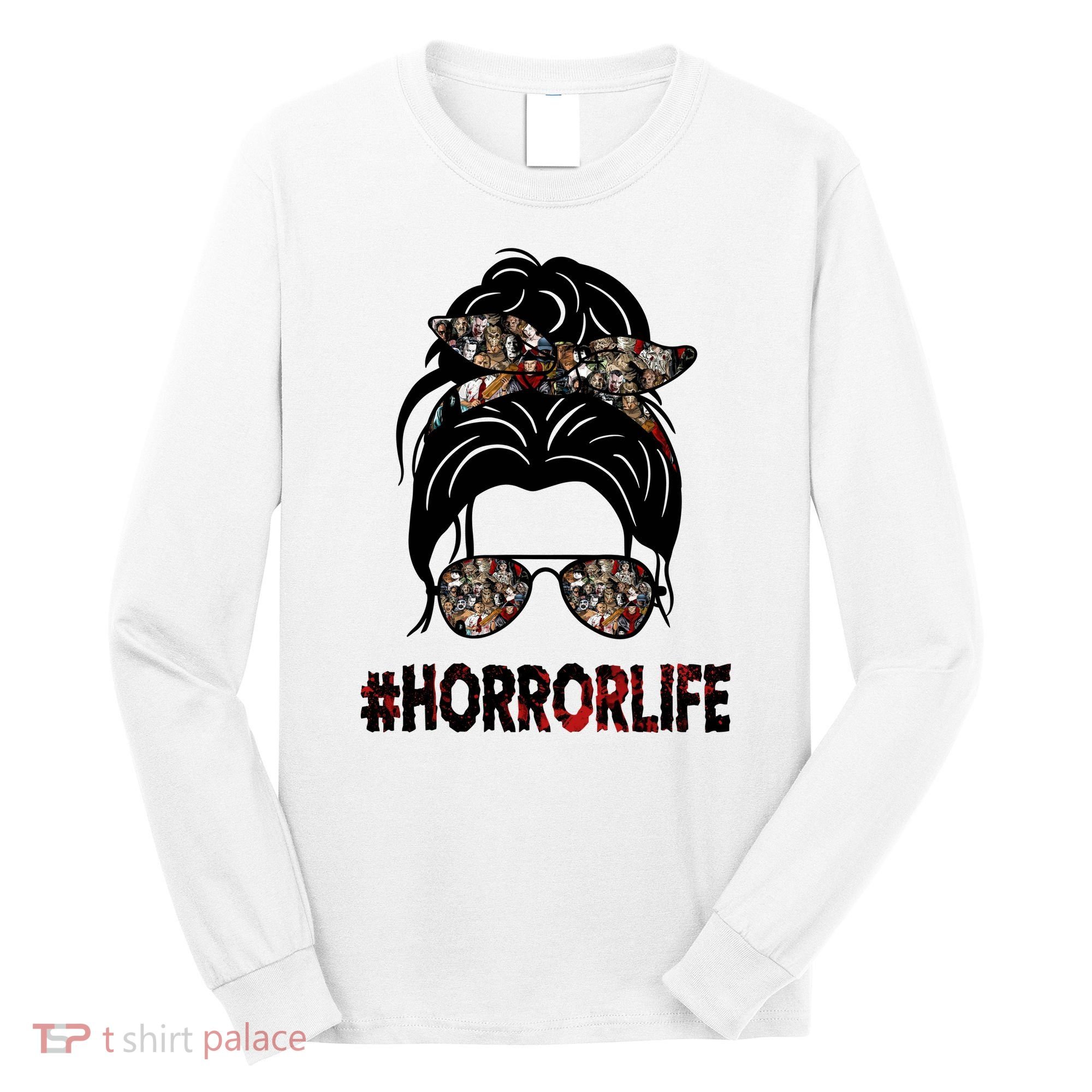 Horror Life Halloween Lover Hair Bun Long Sleeve Shirt