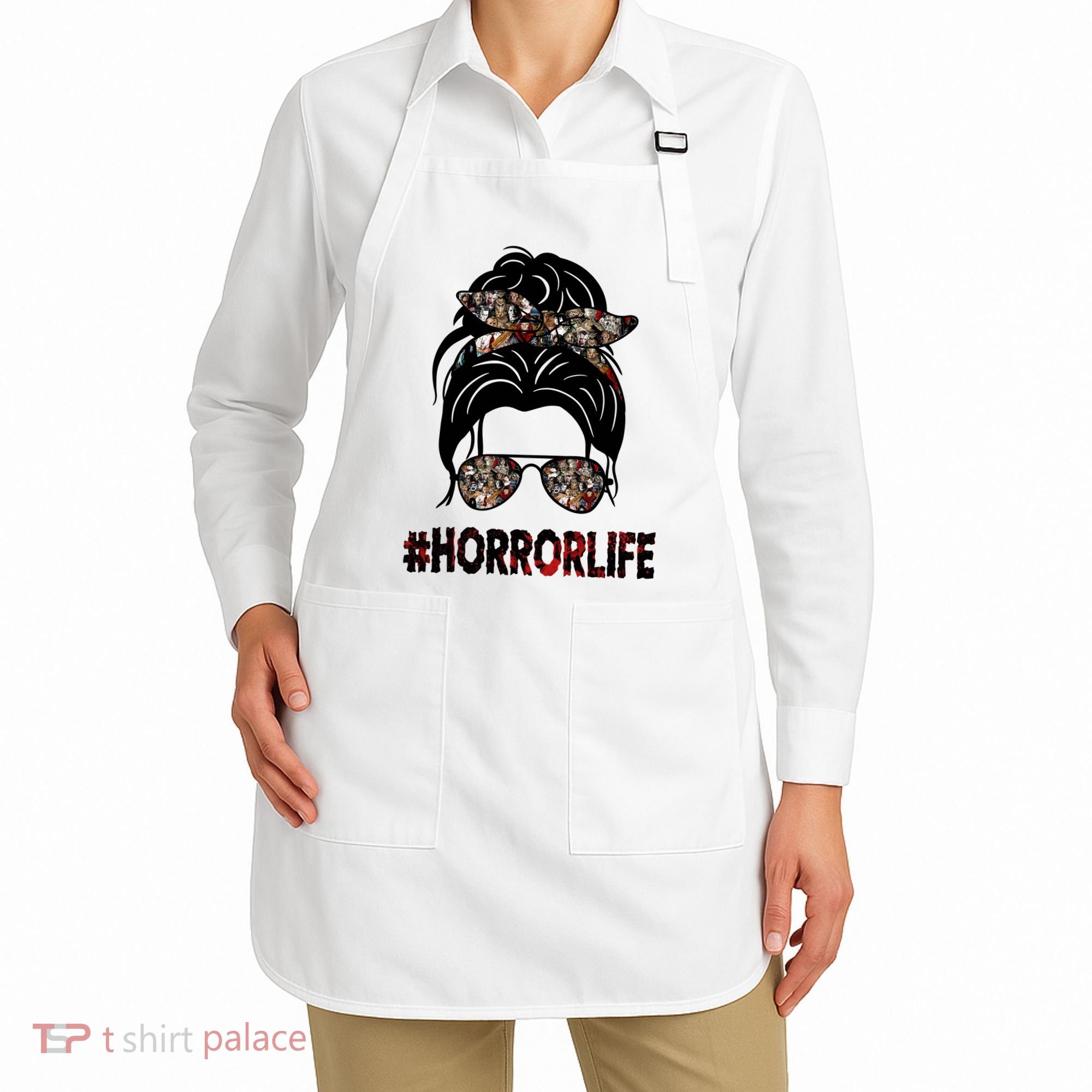 Horror Life Halloween Lover Hair Bun Apron