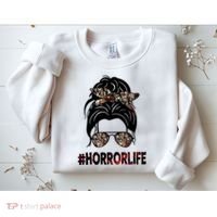 Horror Life Halloween Lover Hair Bun Sweatshirt thumb 2