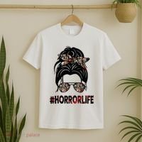 Horror Life Halloween Lover Hair Bun T-Shirt thumb 2