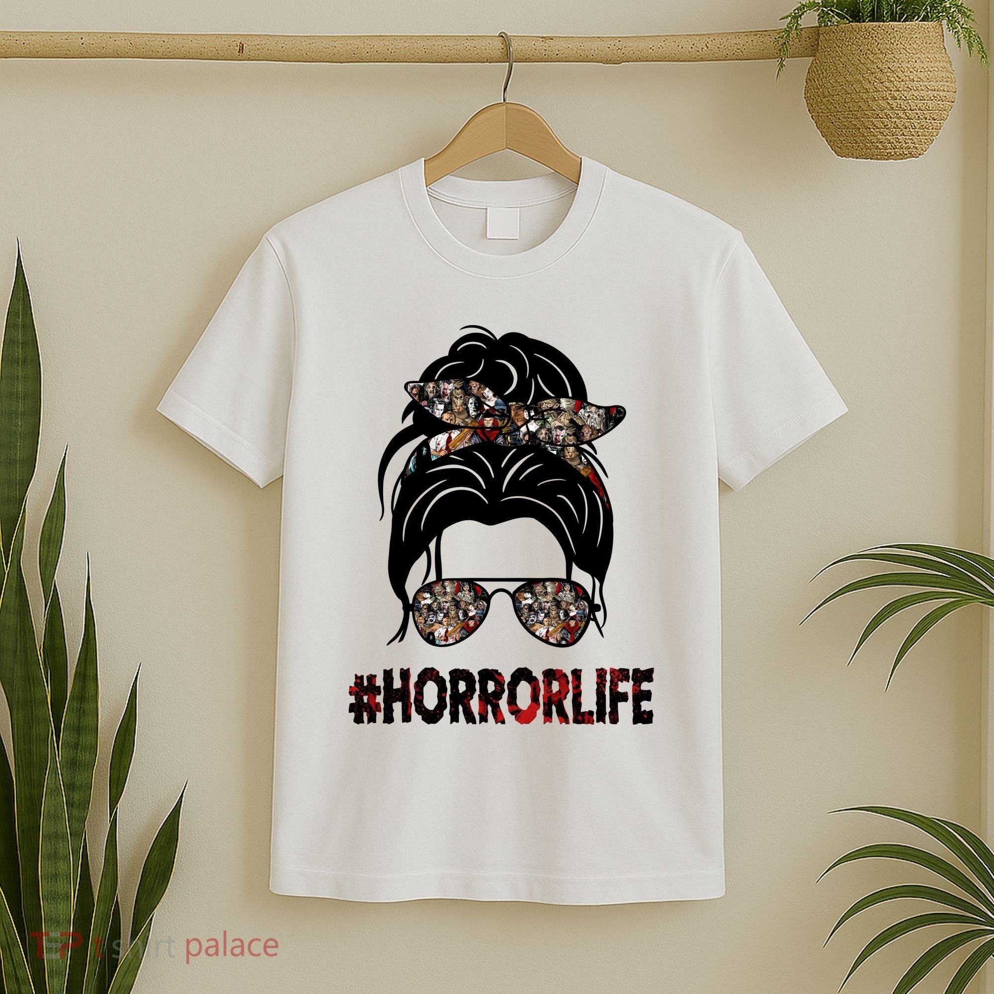 Horror Life Halloween Lover Hair Bun T-Shirt