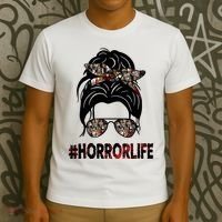 Horror Life Halloween Lover Hair Bun T-Shirt thumb 3