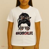 Horror Life Halloween Lover Hair Bun T-Shirt thumb 4