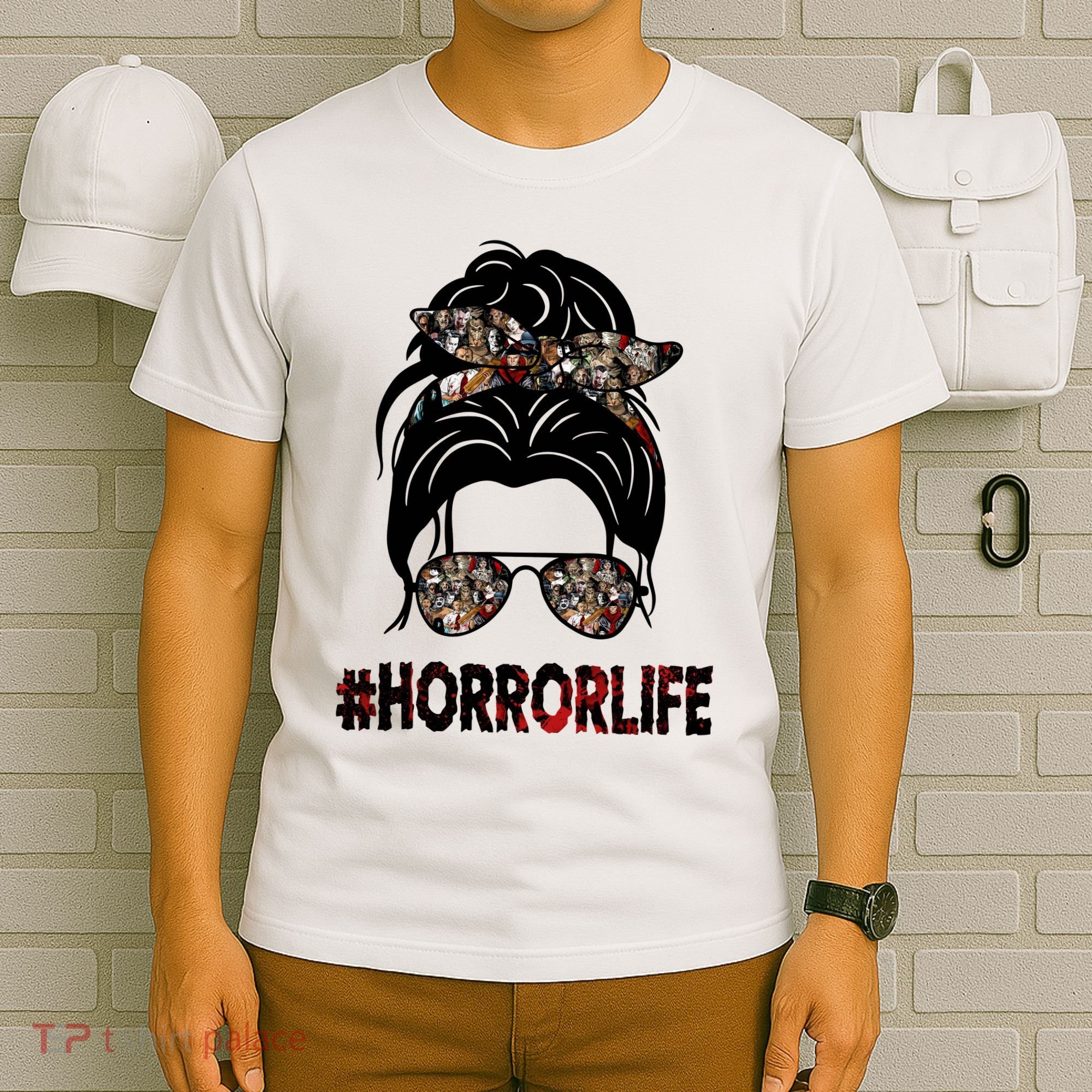 Horror Life Halloween Lover Hair Bun T-Shirt