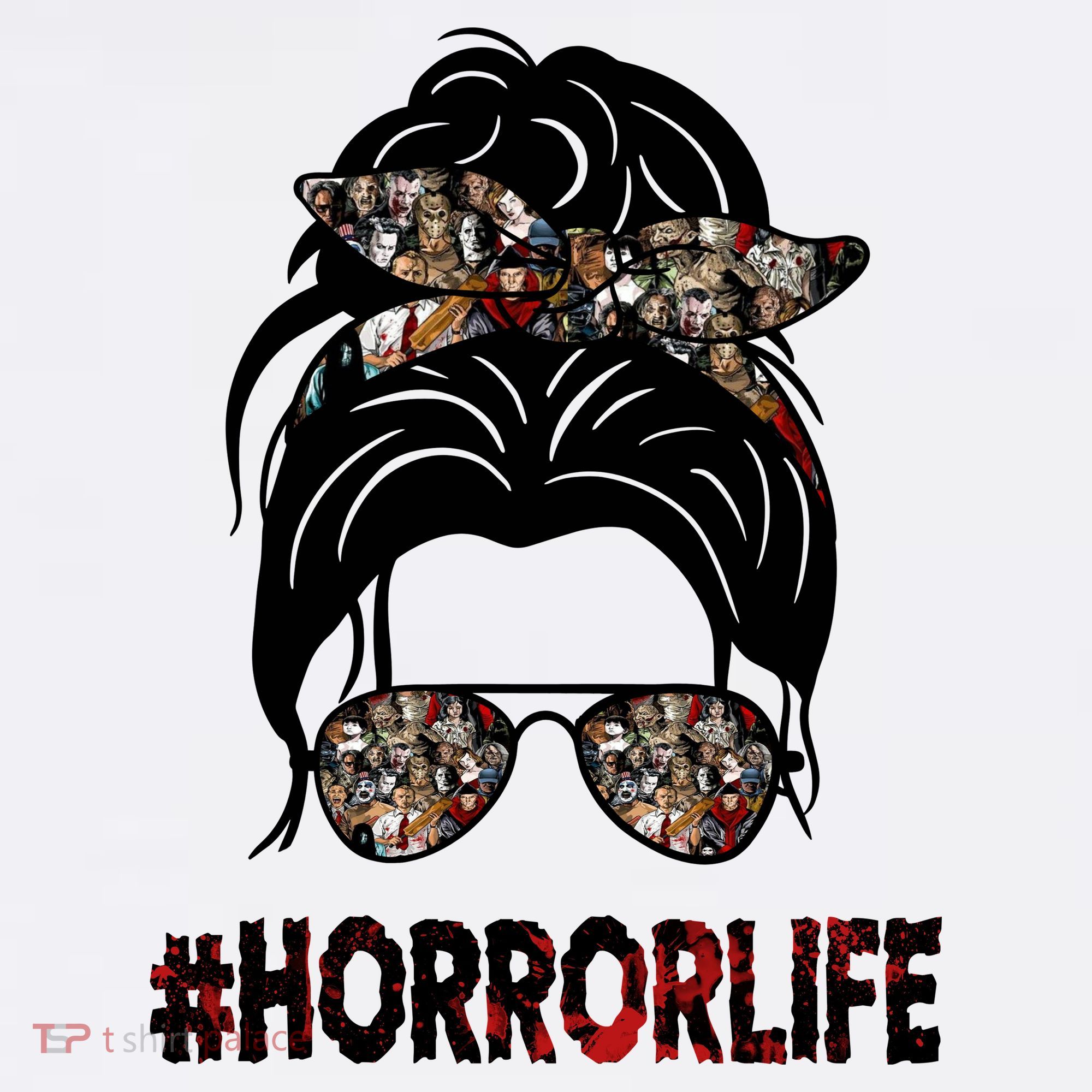 Horror Life Halloween Lover Hair Bun T-Shirt