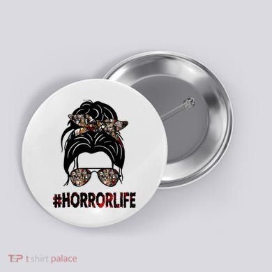Horror Life Halloween Lover Hair Bun Button