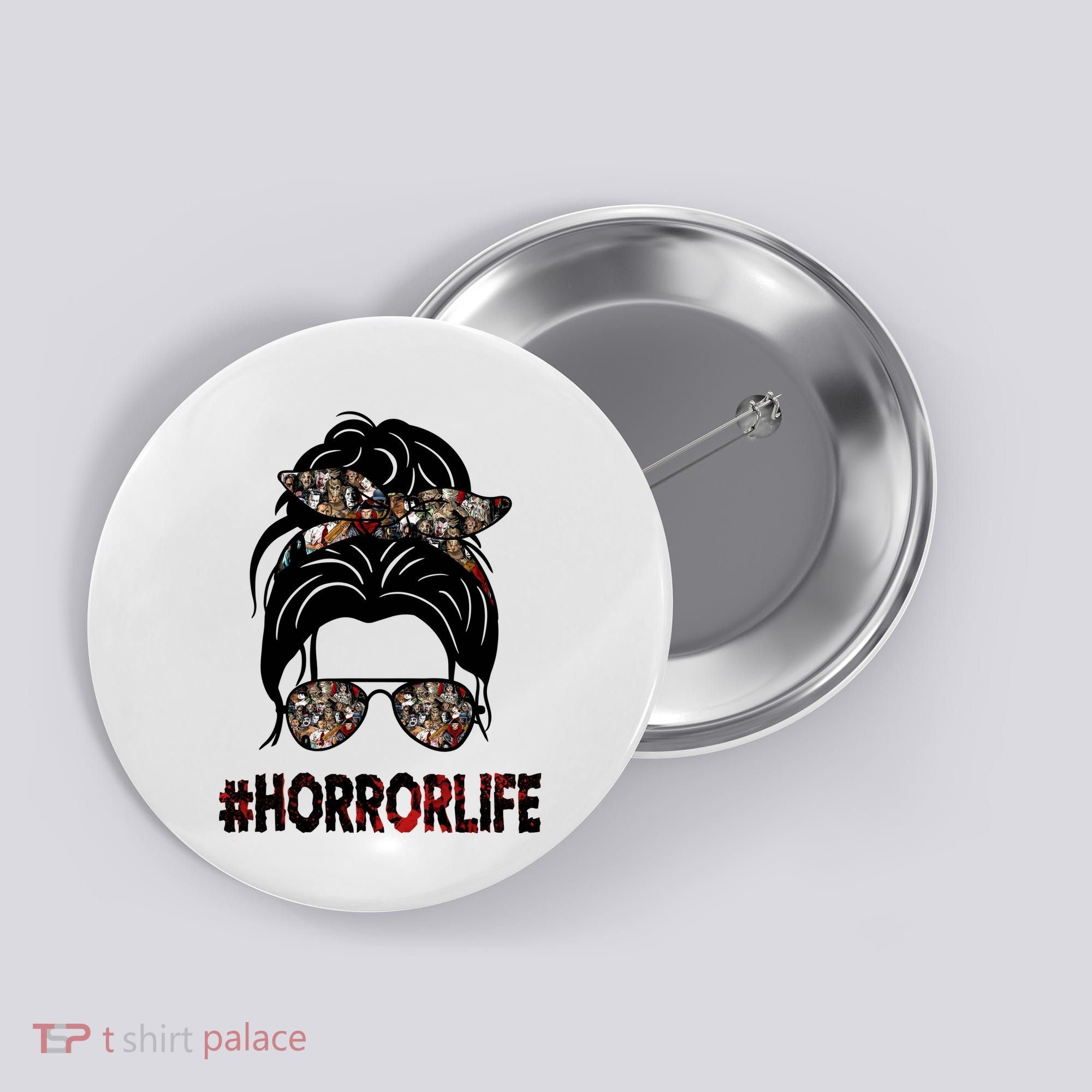 Horror Life Halloween Lover Hair Bun Button