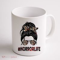Horror Life Halloween Lover Hair Bun Coffee Mug thumb 1