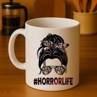Horror Life Halloween Lover Hair Bun Coffee Mug thumb 4