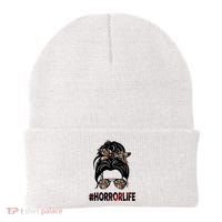 Horror Life Halloween Lover Hair Bun Beanie thumb 0