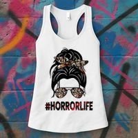 Horror Life Halloween Lover Hair Bun Women's Tank Top thumb 3
