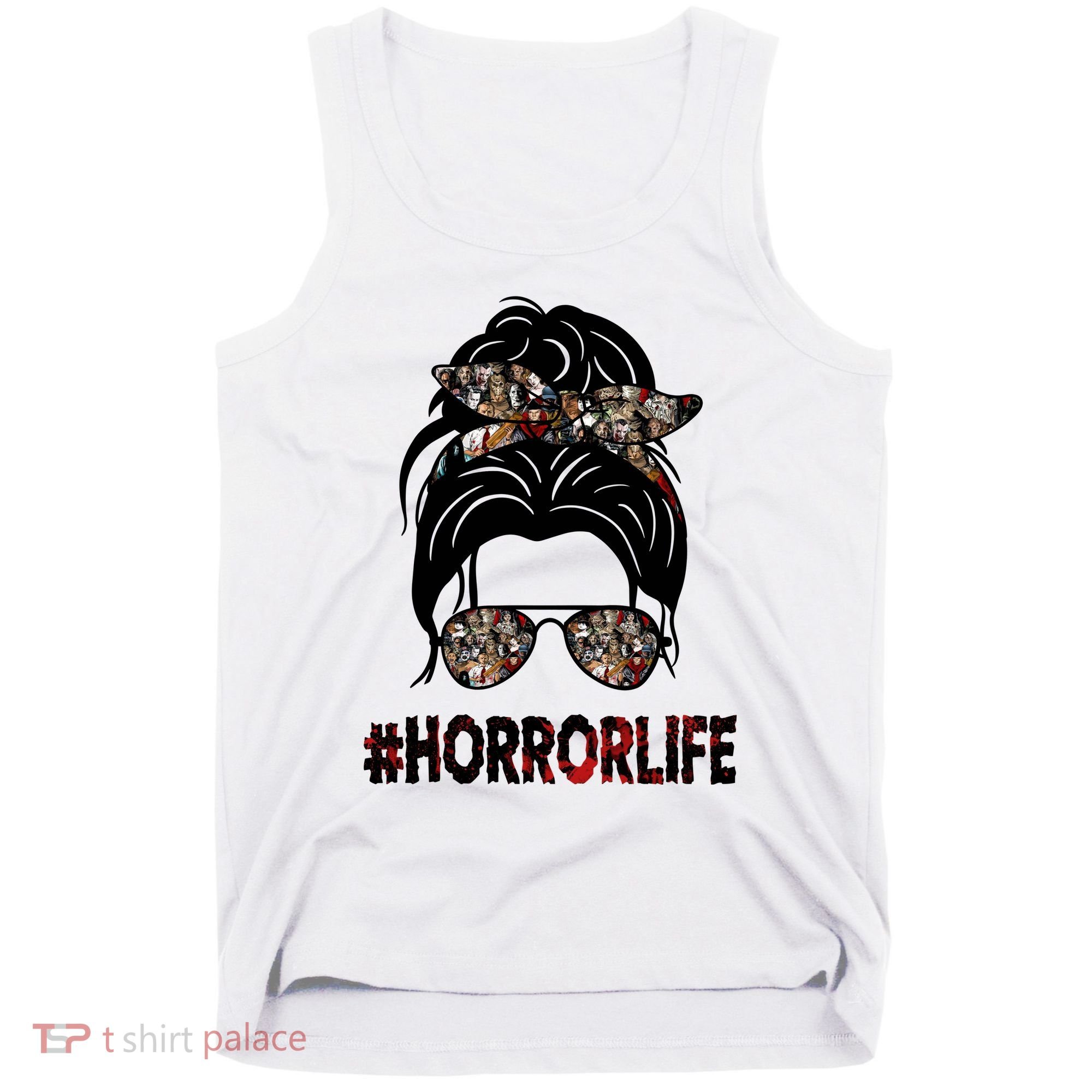 Horror Life Halloween Lover Hair Bun Tank Top