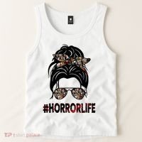 Horror Life Halloween Lover Hair Bun Tank Top thumb 2