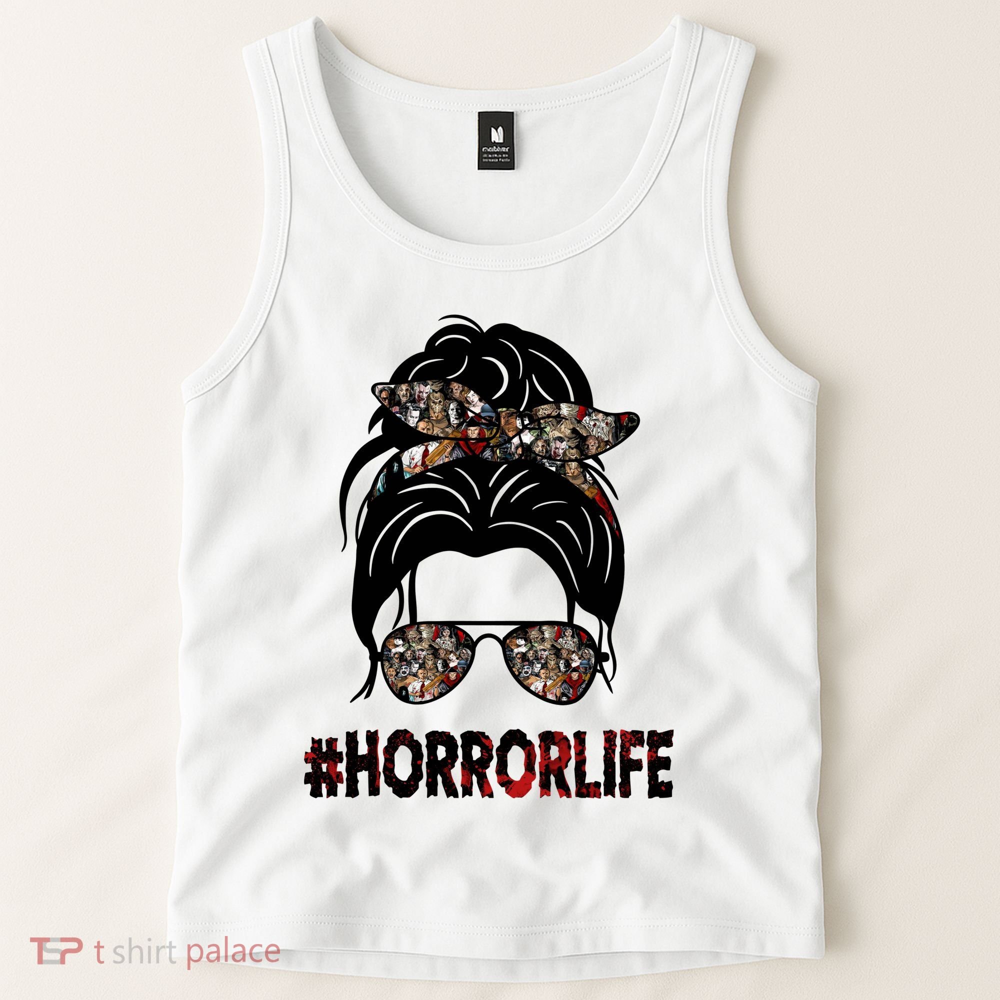 Horror Life Halloween Lover Hair Bun Tank Top