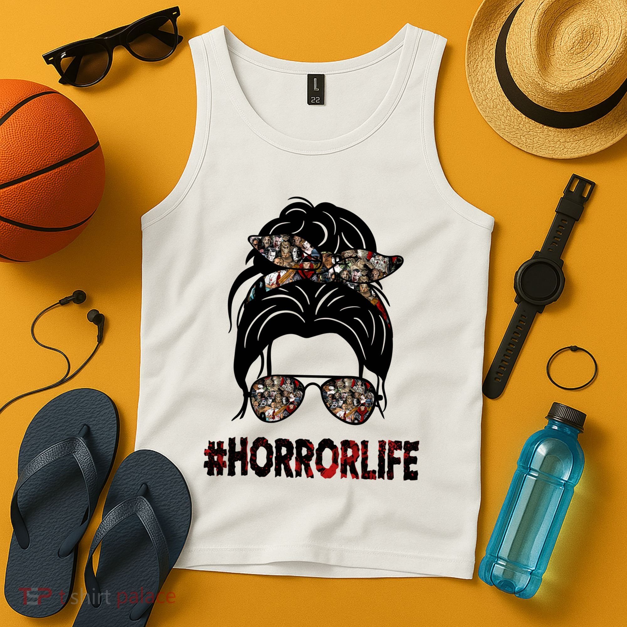 Horror Life Halloween Lover Hair Bun Tank Top