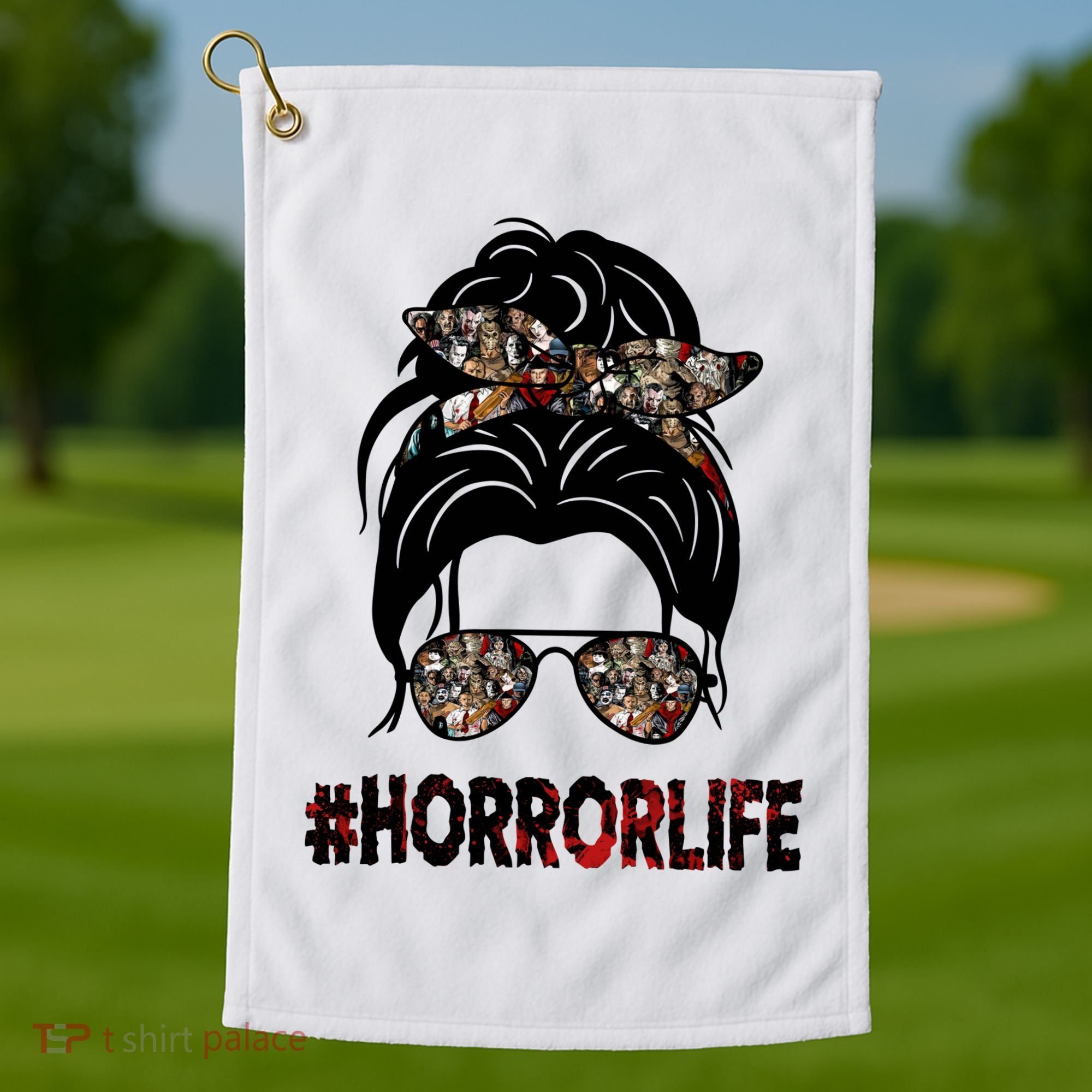 Horror Life Halloween Lover Hair Bun Golf Towel