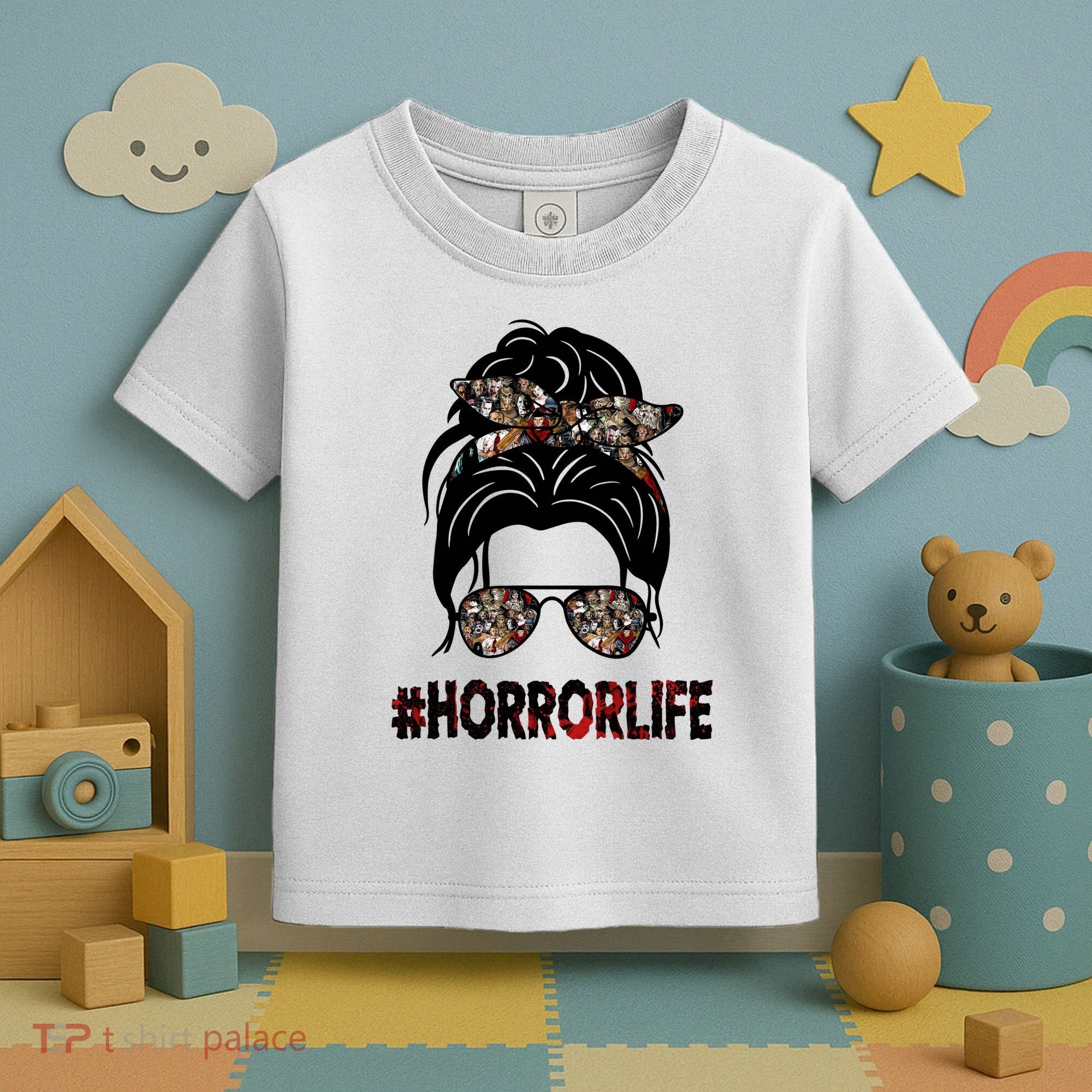 Horror Life Halloween Lover Hair Bun Toddler T-Shirt