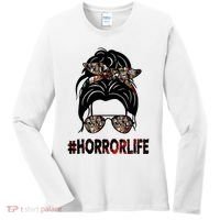 Horror Life Halloween Lover Hair Bun Women's Long Sleeve Shirt thumb 0