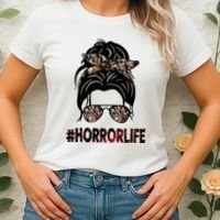 Horror Life Halloween Lover Hair Bun Women's T-Shirt thumb 2