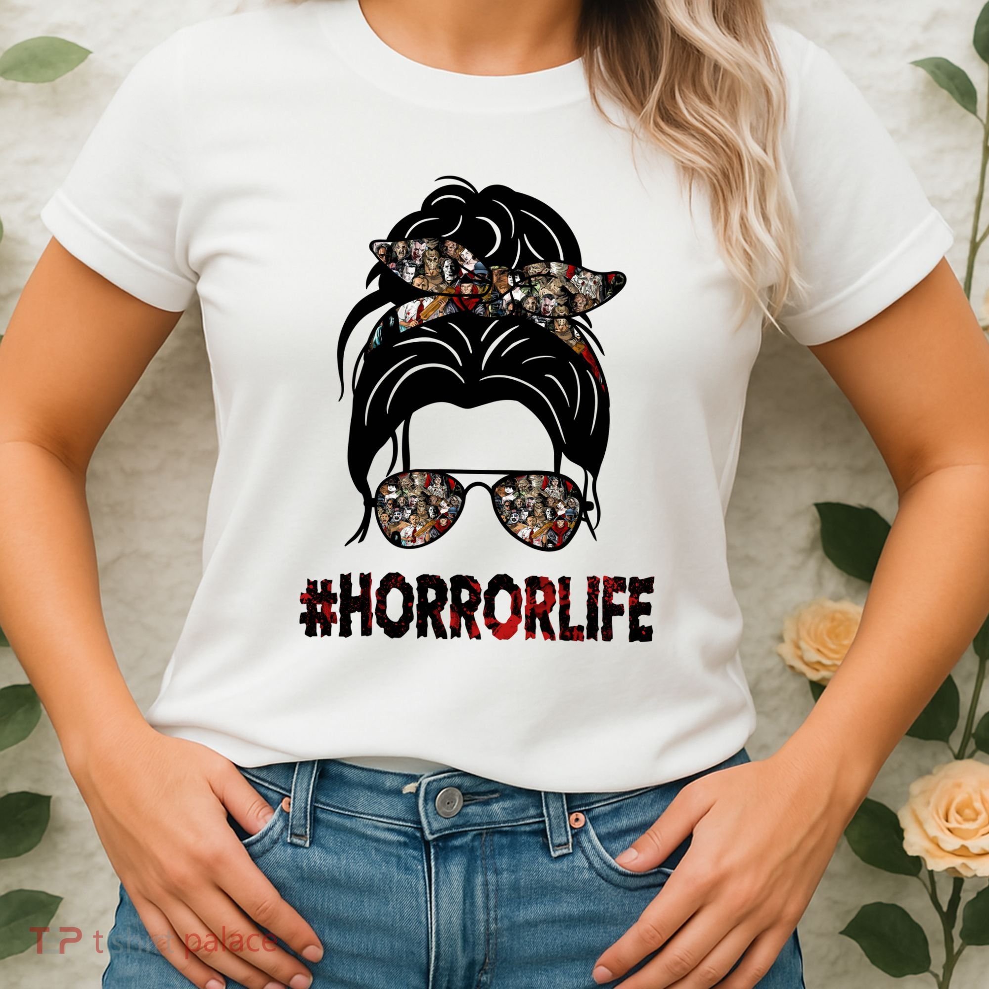 Horror Life Halloween Lover Hair Bun Women's T-Shirt