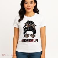 Horror Life Halloween Lover Hair Bun Women's T-Shirt thumb 4