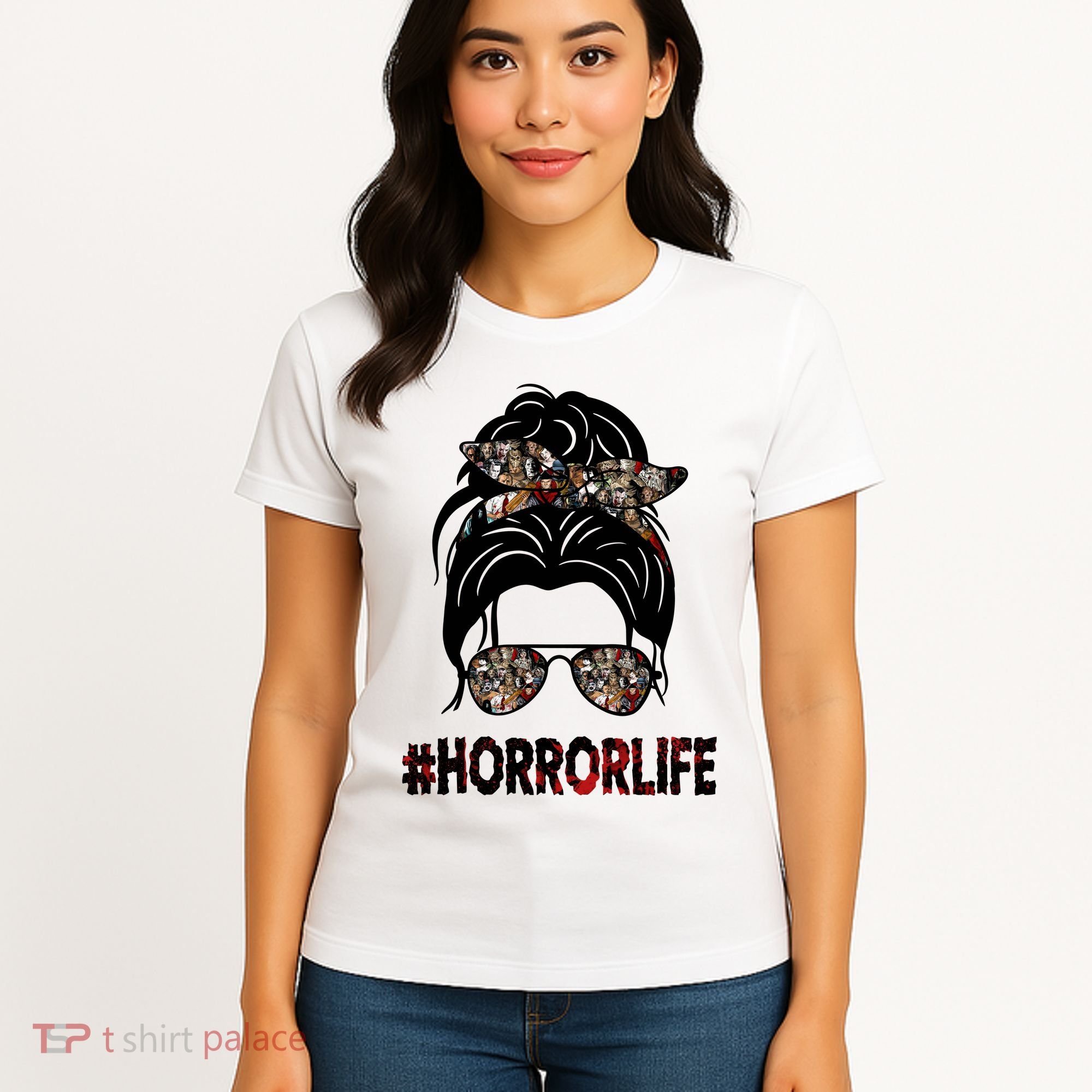 Horror Life Halloween Lover Hair Bun Women's T-Shirt