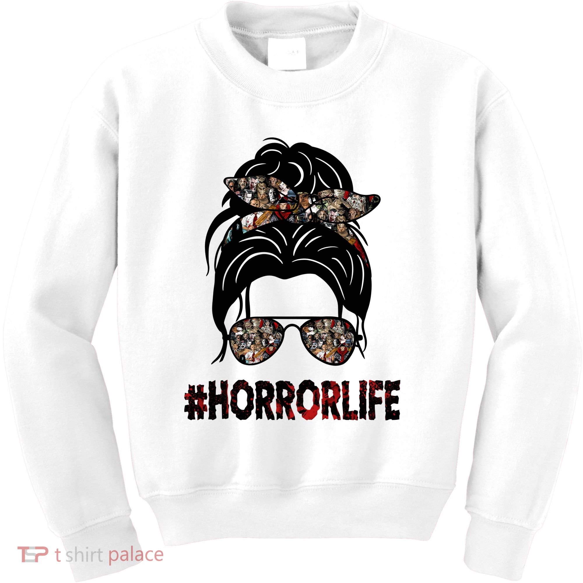 Horror Life Halloween Lover Hair Bun Kids Sweatshirt