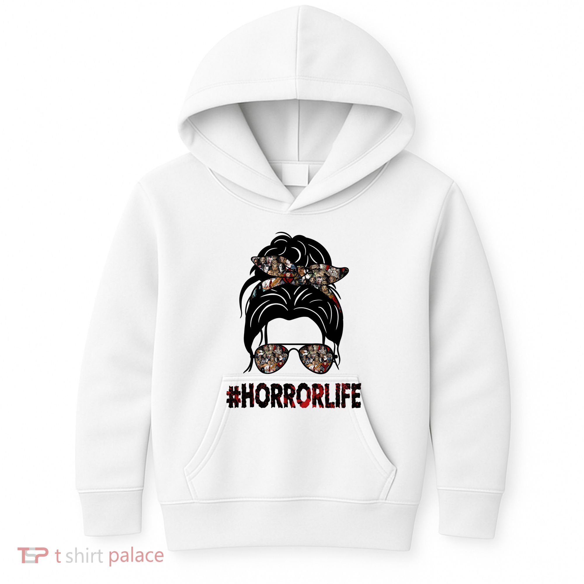 Horror Life Halloween Lover Hair Bun Kids Hoodie