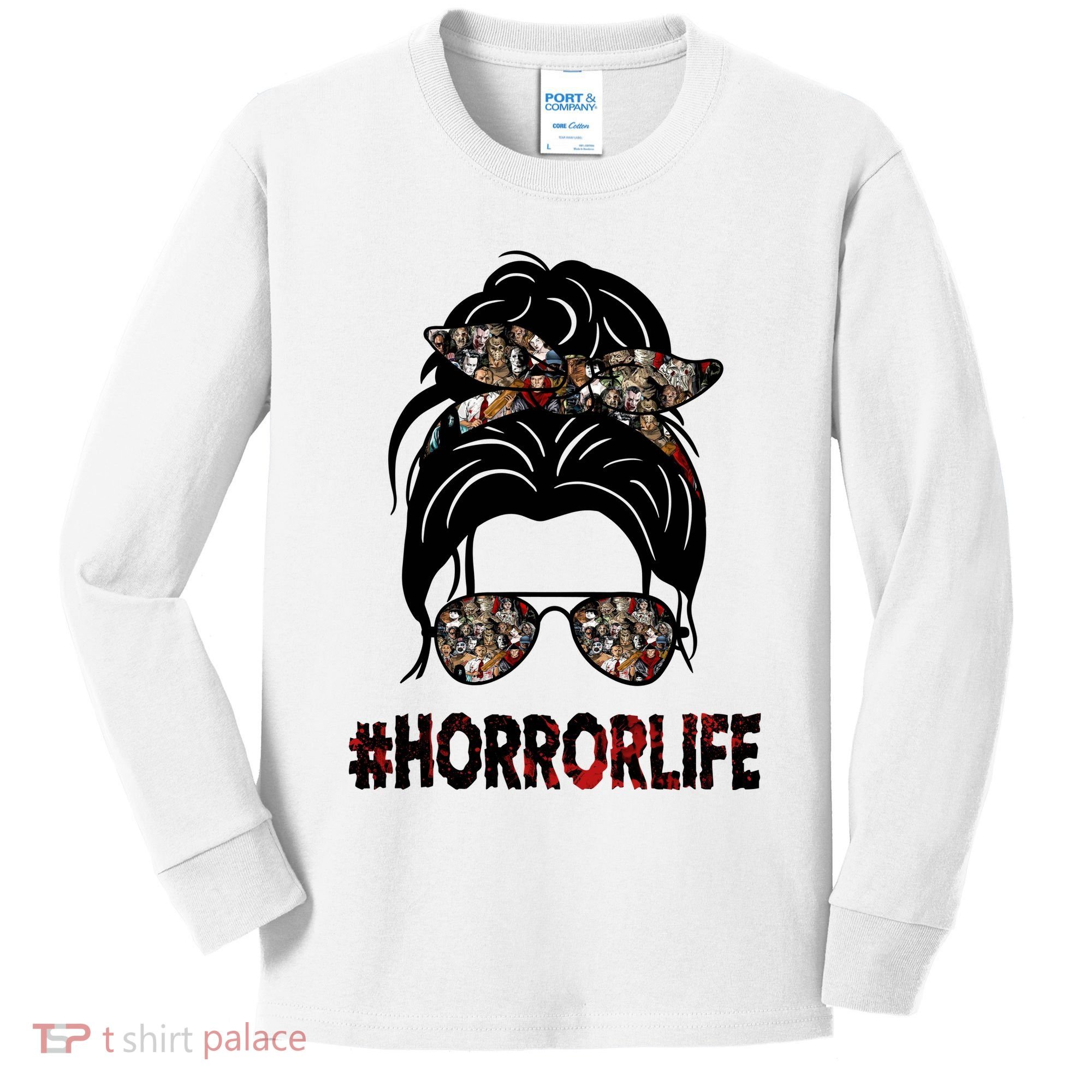 Horror Life Halloween Lover Hair Bun Kids Long Sleeve Shirt