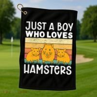 Hamster Lover Just A Boy Who Loves Hamsters Retro Hamster Gift Golf Towel thumb 1