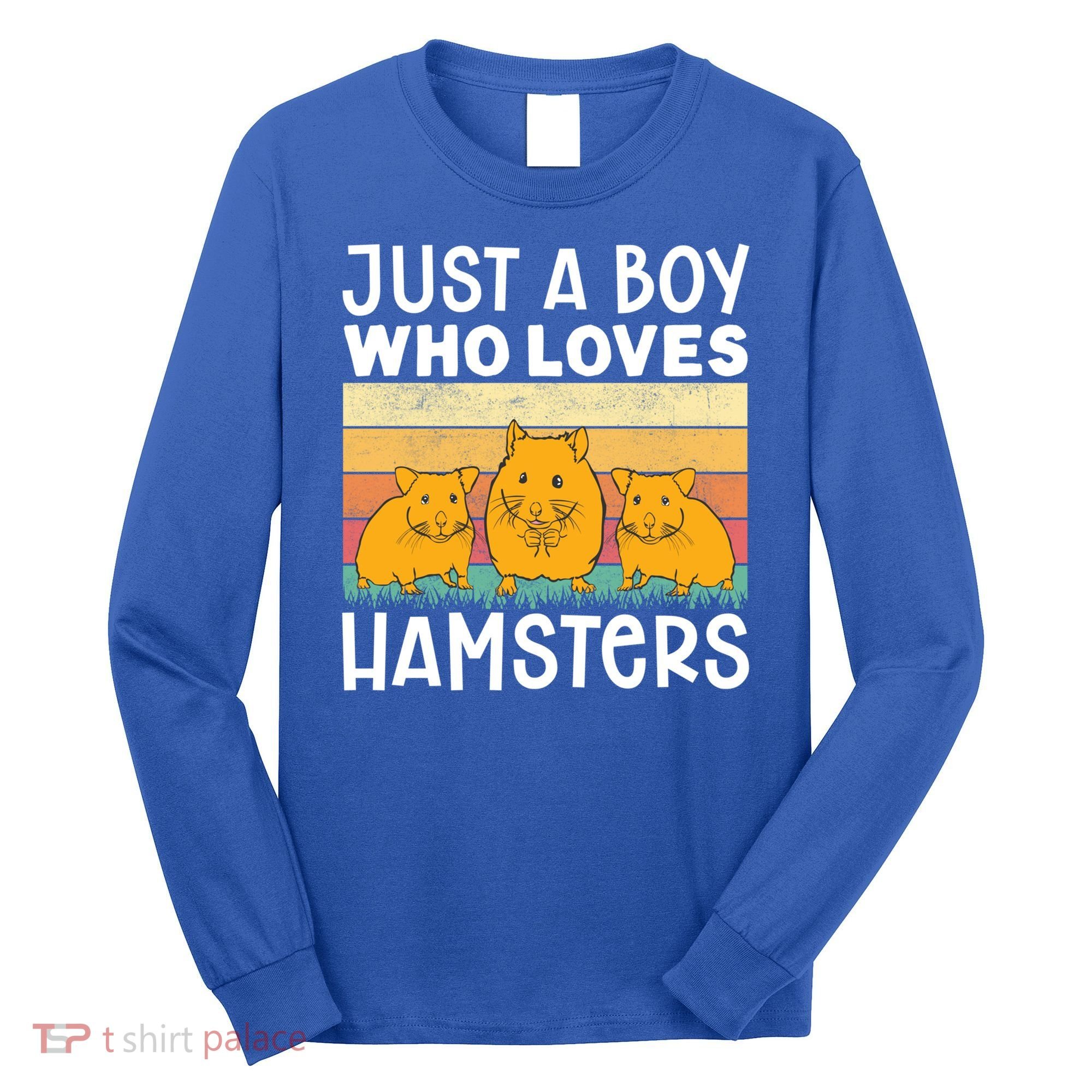Hamster Lover Just A Boy Who Loves Hamsters Retro Hamster Gift Long Sleeve Shirt