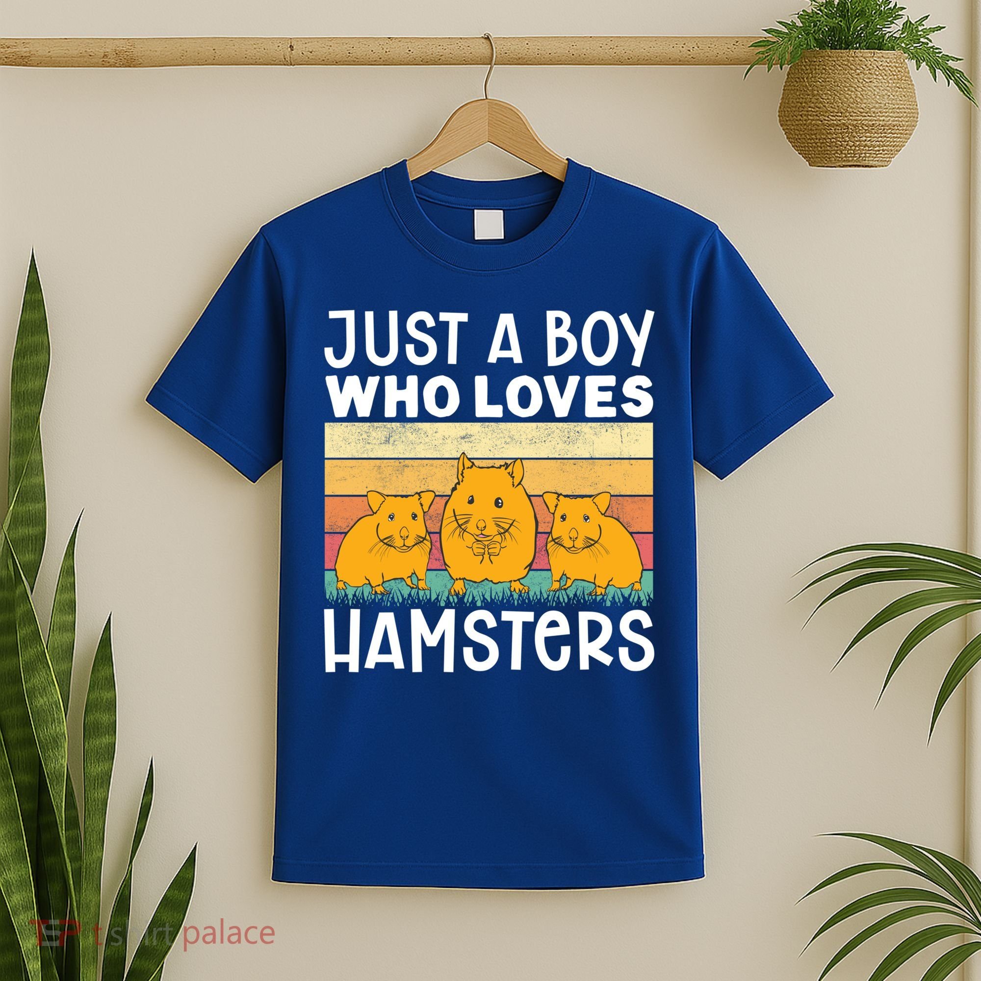 Hamster Lover Just A Boy Who Loves Hamsters Retro Hamster Gift T-Shirt