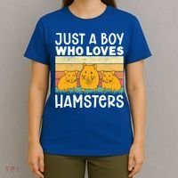 Hamster Lover Just A Boy Who Loves Hamsters Retro Hamster Gift T-Shirt thumb 4