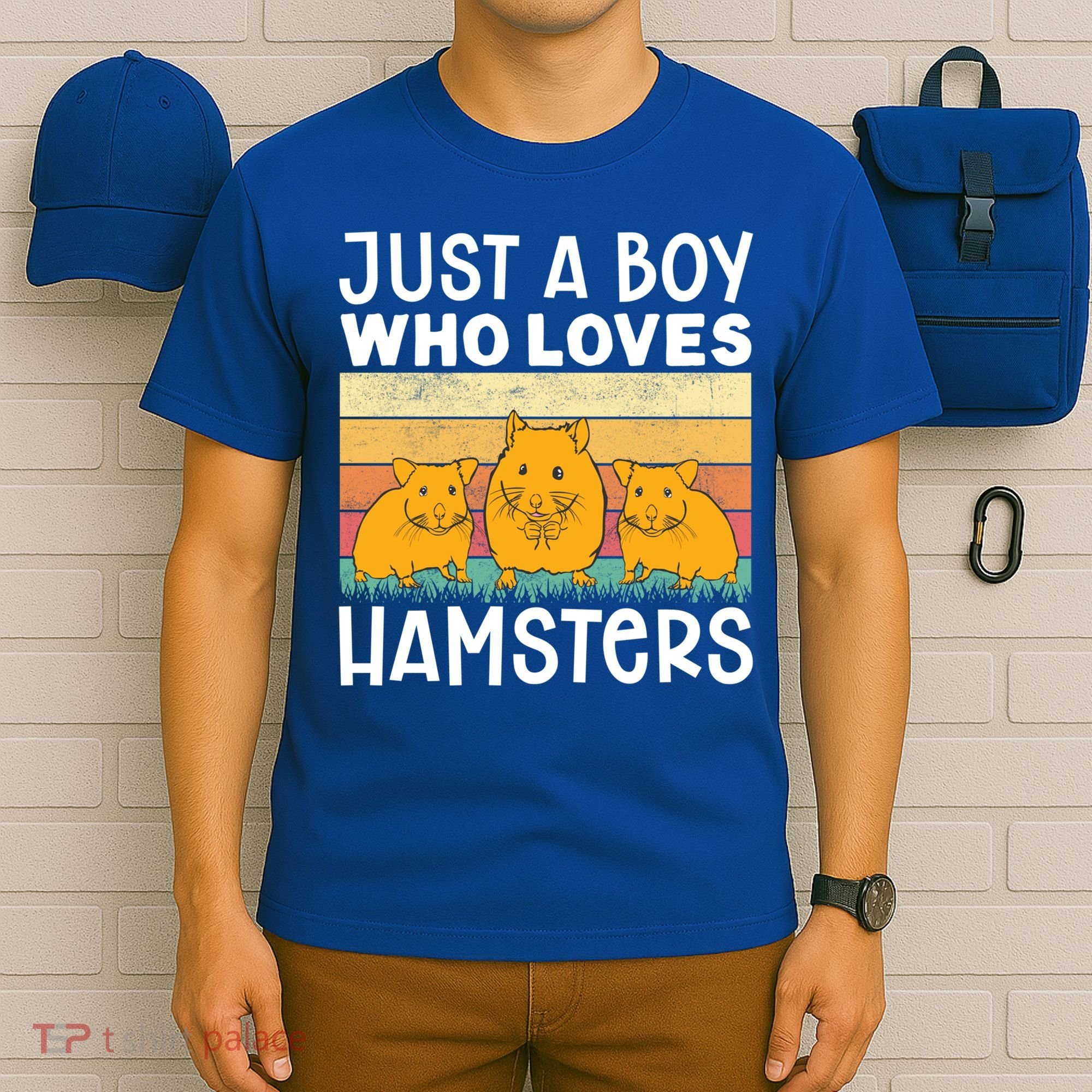 Hamster Lover Just A Boy Who Loves Hamsters Retro Hamster Gift T-Shirt