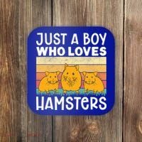 Hamster Lover Just A Boy Who Loves Hamsters Retro Hamster Gift Coaster thumb 0
