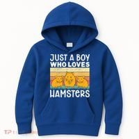 Hamster Lover Just A Boy Who Loves Hamsters Retro Hamster Gift Kids Hoodie thumb 0