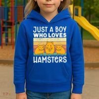 Hamster Lover Just A Boy Who Loves Hamsters Retro Hamster Gift Kids Hoodie thumb 3