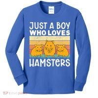 Hamster Lover Just A Boy Who Loves Hamsters Retro Hamster Gift Kids Long Sleeve Shirt thumb 0