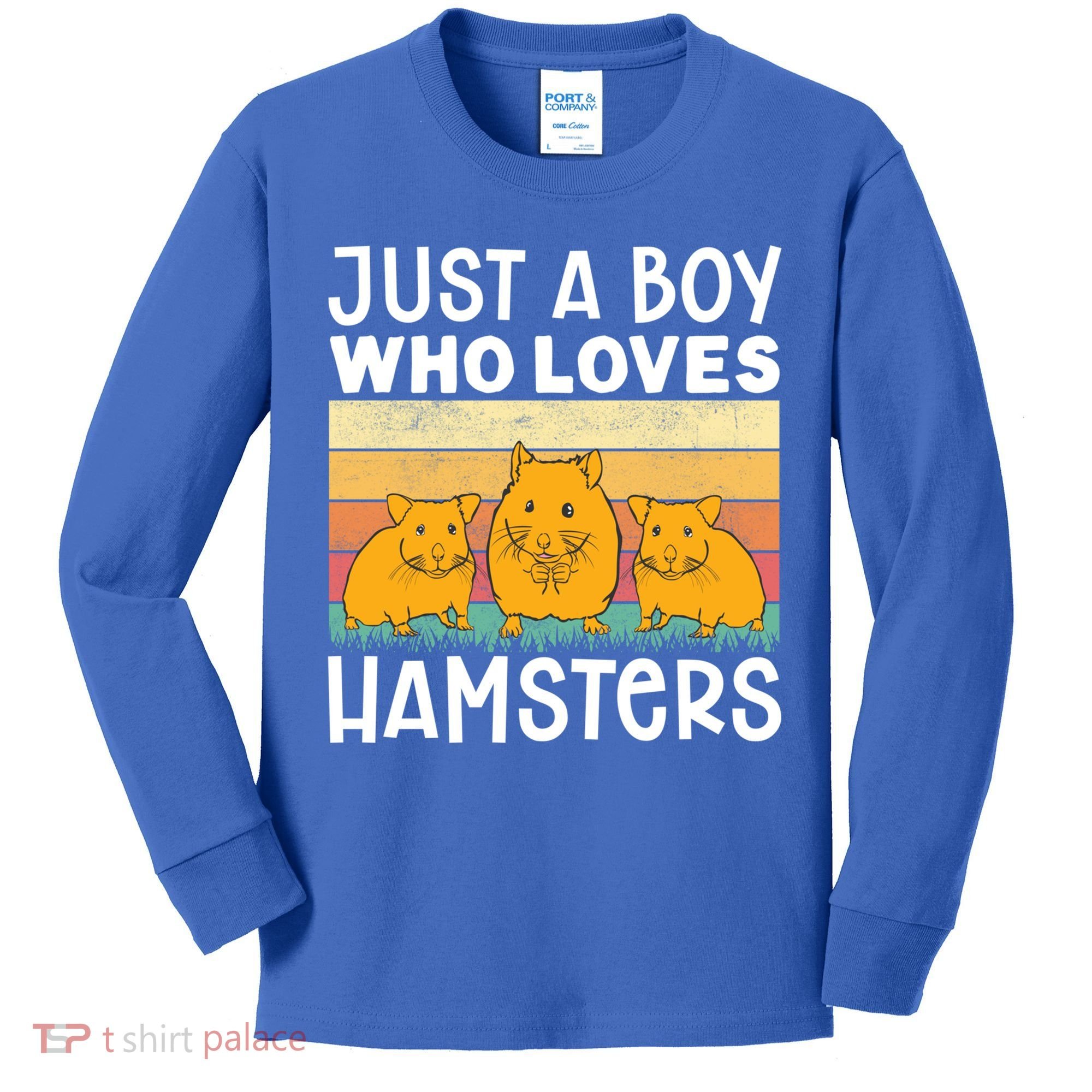 Hamster Lover Just A Boy Who Loves Hamsters Retro Hamster Gift Kids Long Sleeve Shirt