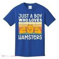 Hamster Lover Just A Boy Who Loves Hamsters Retro Hamster Gift Kids T-Shirt thumb 0