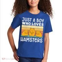 Hamster Lover Just A Boy Who Loves Hamsters Retro Hamster Gift Kids T-Shirt thumb 2