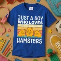 Hamster Lover Just A Boy Who Loves Hamsters Retro Hamster Gift Kids T-Shirt thumb 3