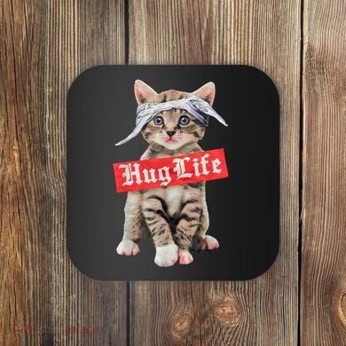 Hug Life Kitty Cat Hug Kitten Coaster