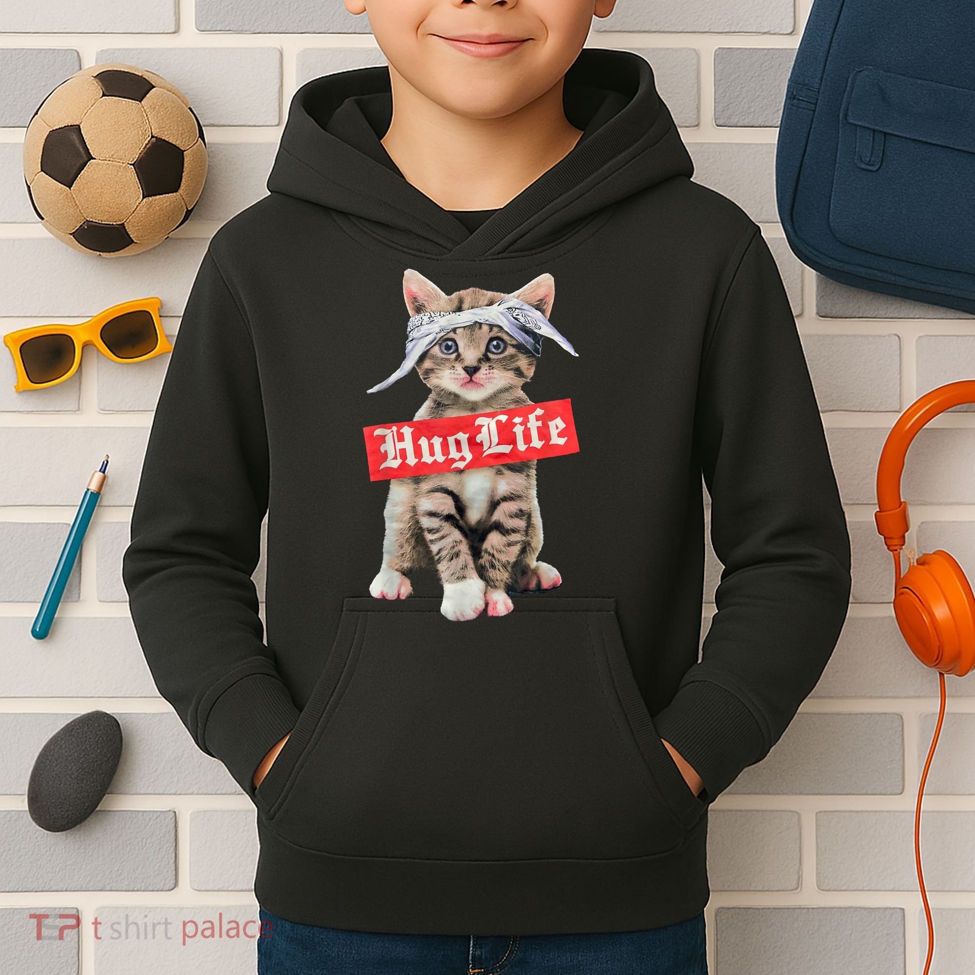 Hug Life Kitty Cat Hug Kitten Kids Hoodie