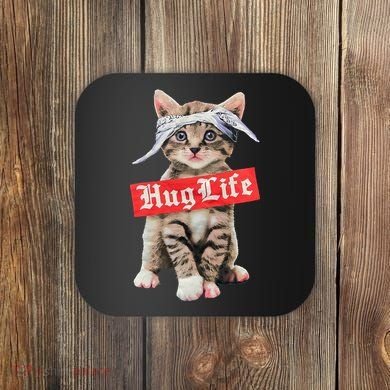 Hug Life Kitty Cat Hug Kitten Coaster