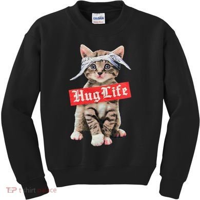 Hug Life Kitty Cat Hug Kitten Kids Sweatshirt