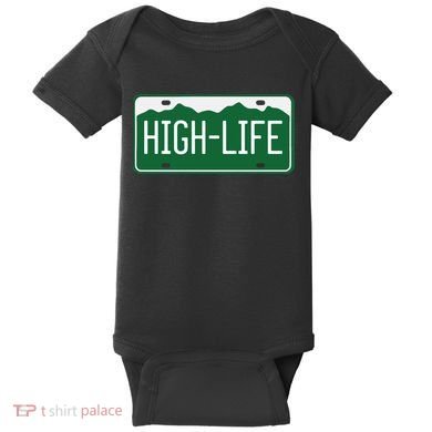High Life License Plate Funny Baby Bodysuit