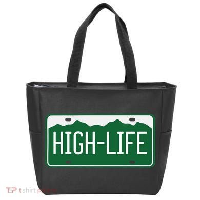 High Life License Plate Funny Tote Bag