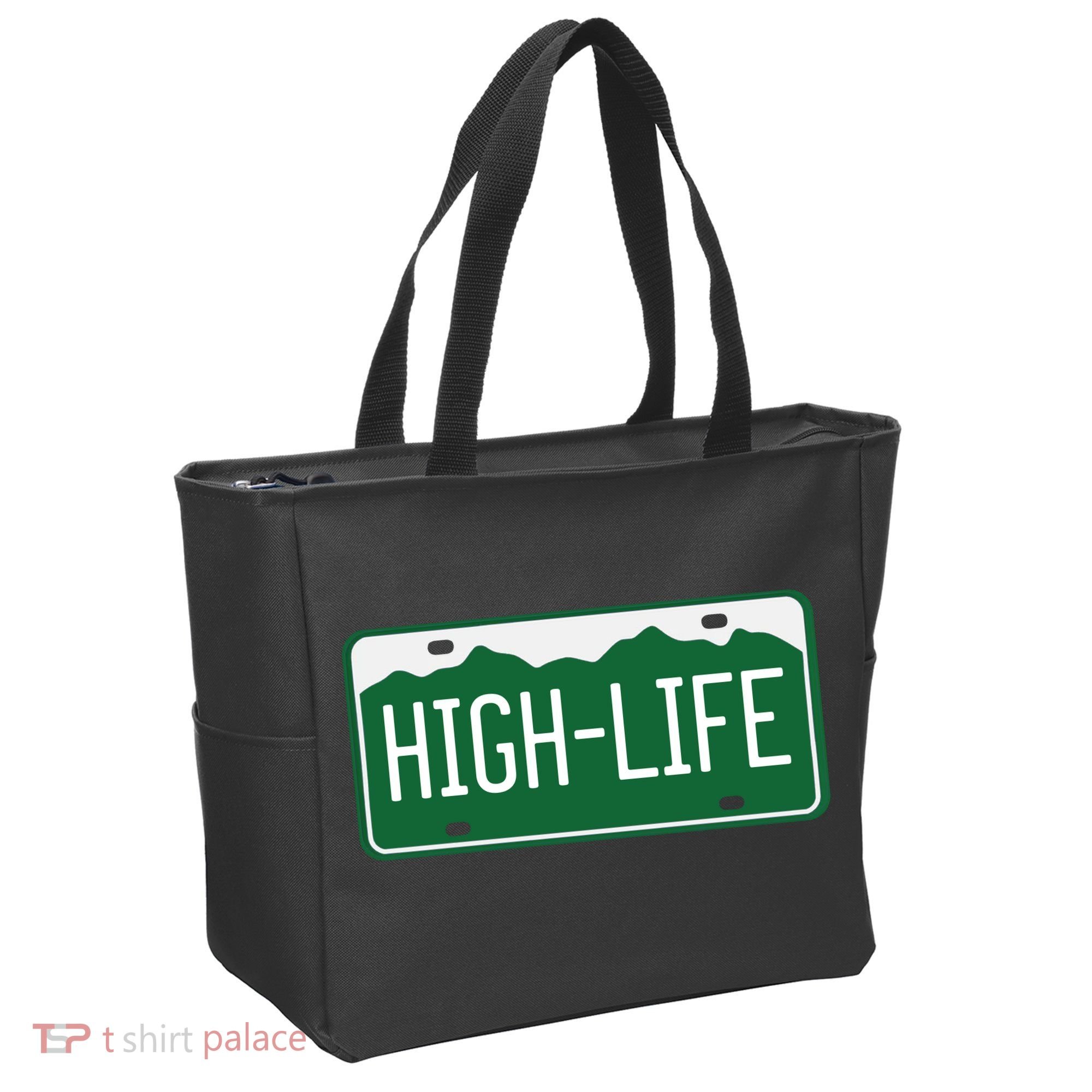 High Life License Plate Funny Tote Bag