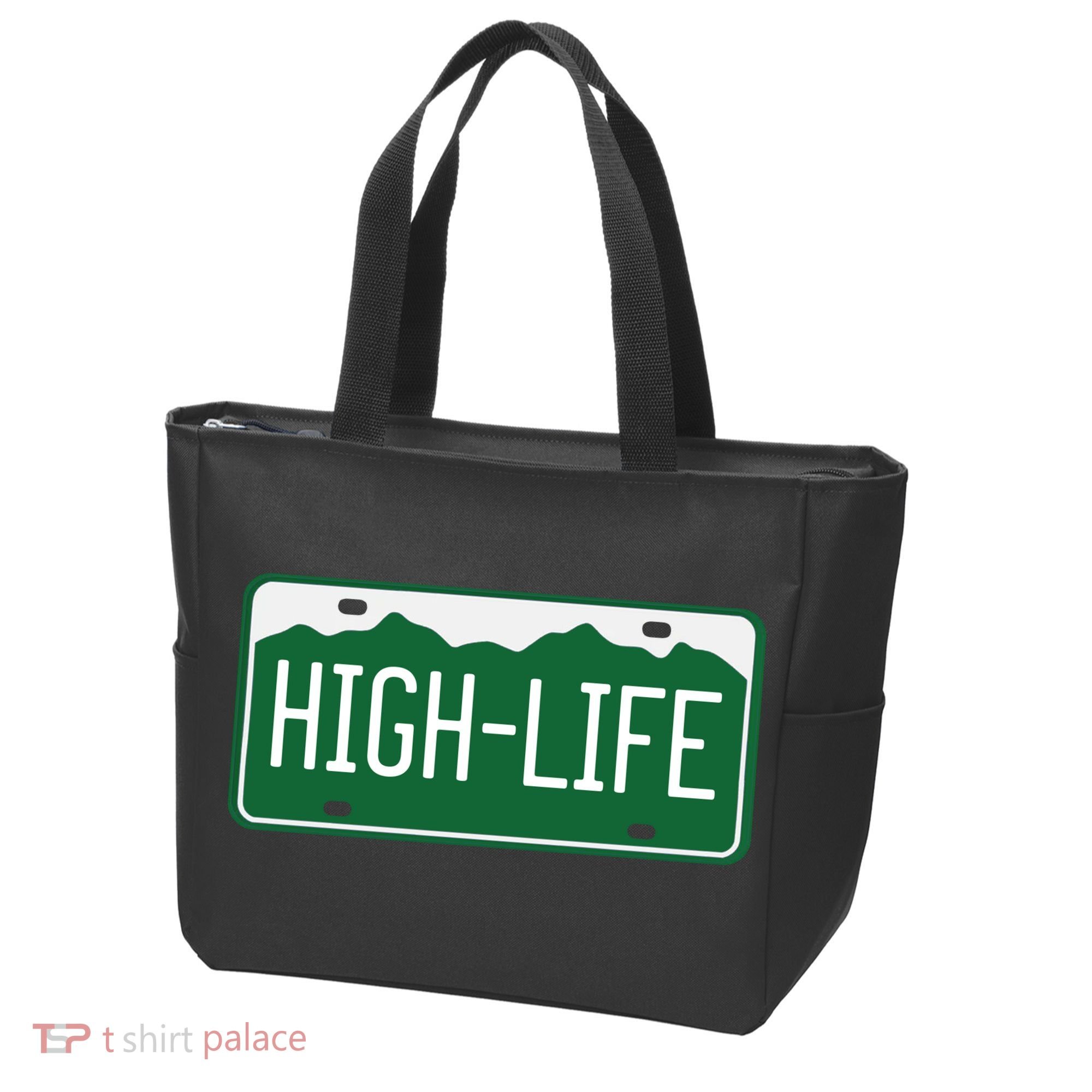 High Life License Plate Funny Tote Bag
